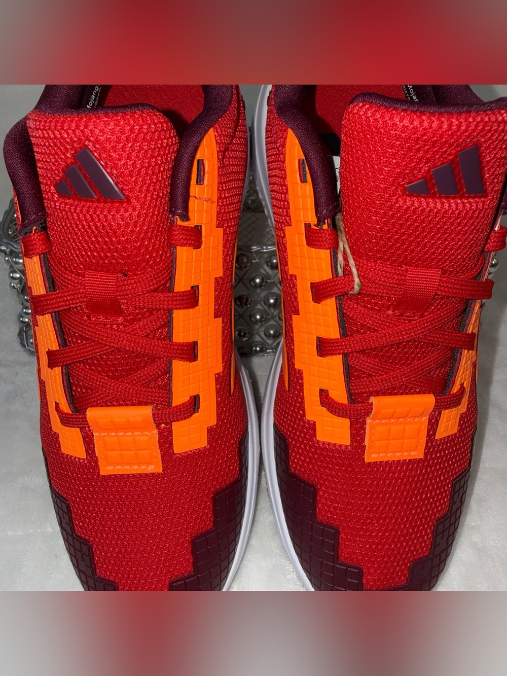 Adidas Kids 3.5Y Minecraft Red and Orange Cloudfoam Sneakers JR1968 nwt - Picture 8 of 14